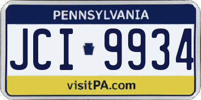 PA license plate JCI9934