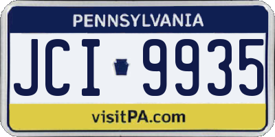 PA license plate JCI9935