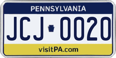 PA license plate JCJ0020