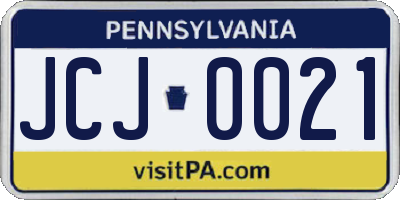 PA license plate JCJ0021