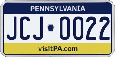 PA license plate JCJ0022