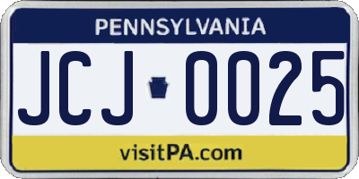 PA license plate JCJ0025