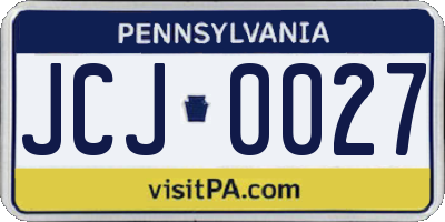 PA license plate JCJ0027