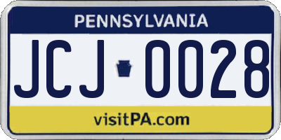 PA license plate JCJ0028