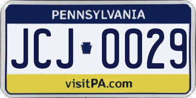 PA license plate JCJ0029
