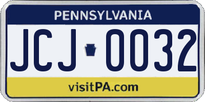 PA license plate JCJ0032