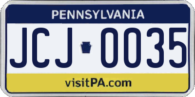 PA license plate JCJ0035
