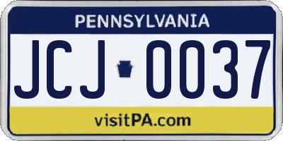 PA license plate JCJ0037