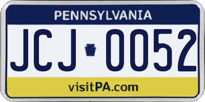 PA license plate JCJ0052