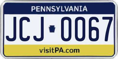PA license plate JCJ0067