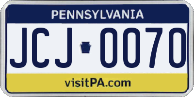 PA license plate JCJ0070