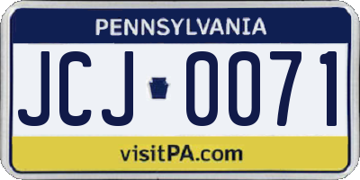 PA license plate JCJ0071