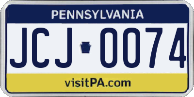 PA license plate JCJ0074