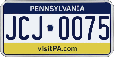 PA license plate JCJ0075