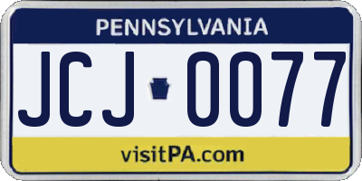 PA license plate JCJ0077