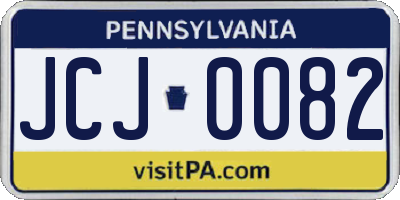PA license plate JCJ0082