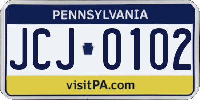 PA license plate JCJ0102