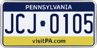 PA license plate JCJ0105