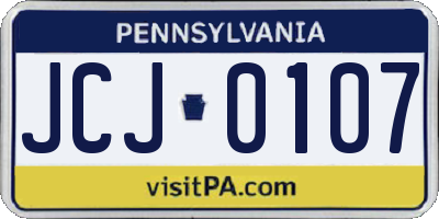 PA license plate JCJ0107