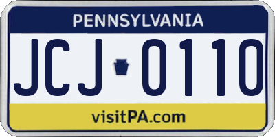 PA license plate JCJ0110