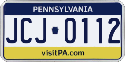 PA license plate JCJ0112