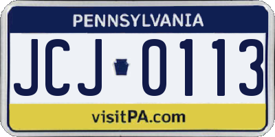 PA license plate JCJ0113