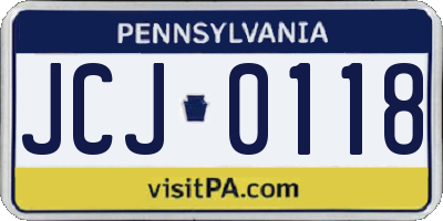 PA license plate JCJ0118