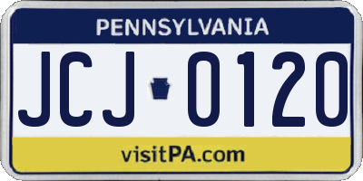 PA license plate JCJ0120