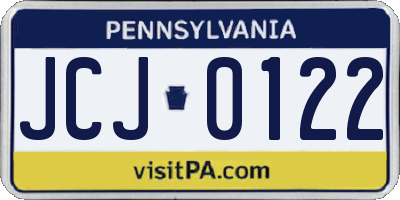 PA license plate JCJ0122