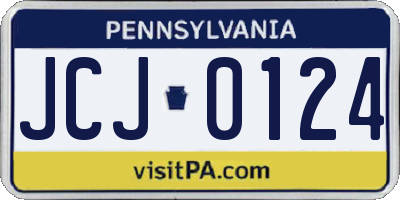 PA license plate JCJ0124
