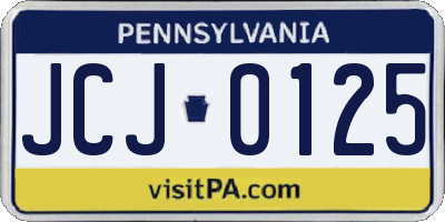 PA license plate JCJ0125
