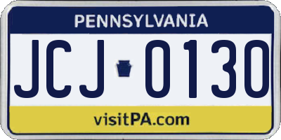 PA license plate JCJ0130