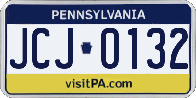 PA license plate JCJ0132