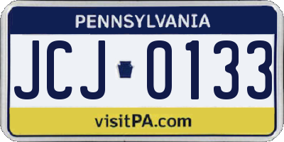 PA license plate JCJ0133