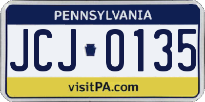 PA license plate JCJ0135