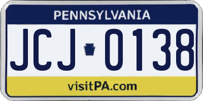 PA license plate JCJ0138