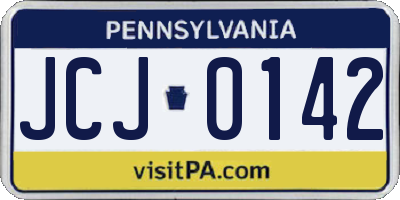 PA license plate JCJ0142