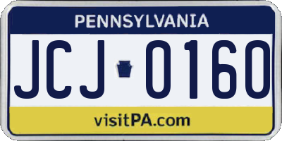 PA license plate JCJ0160