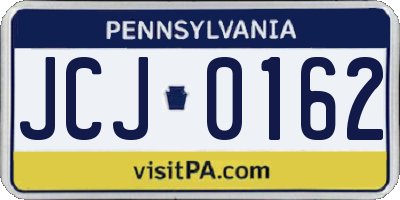 PA license plate JCJ0162