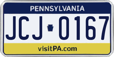 PA license plate JCJ0167