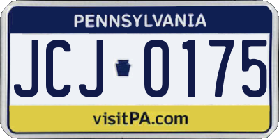 PA license plate JCJ0175