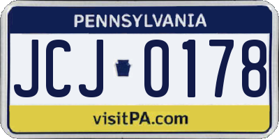 PA license plate JCJ0178