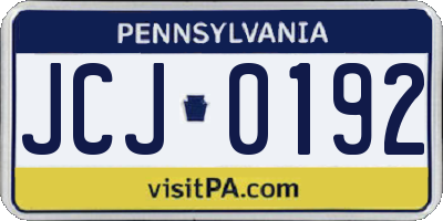 PA license plate JCJ0192