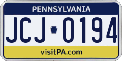 PA license plate JCJ0194