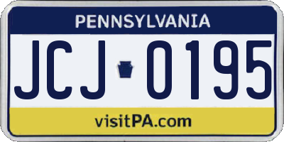 PA license plate JCJ0195
