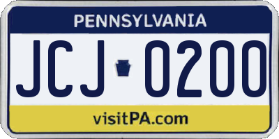 PA license plate JCJ0200