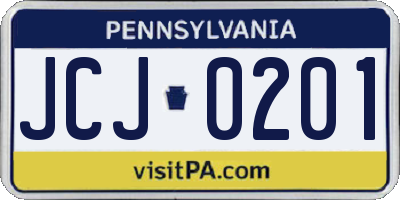 PA license plate JCJ0201