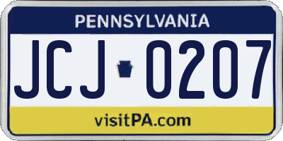 PA license plate JCJ0207