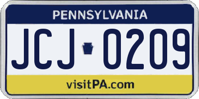 PA license plate JCJ0209