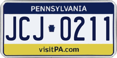 PA license plate JCJ0211
